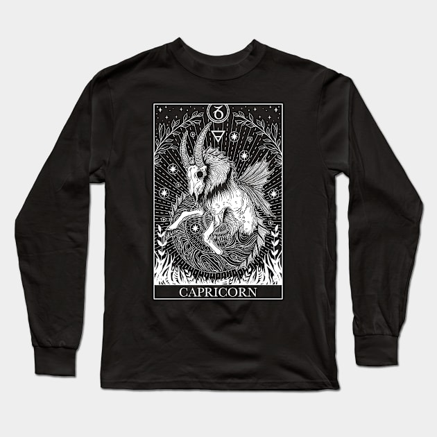 Zodiac sign tarot card Capricorn Long Sleeve T-Shirt by OccultOmaStore